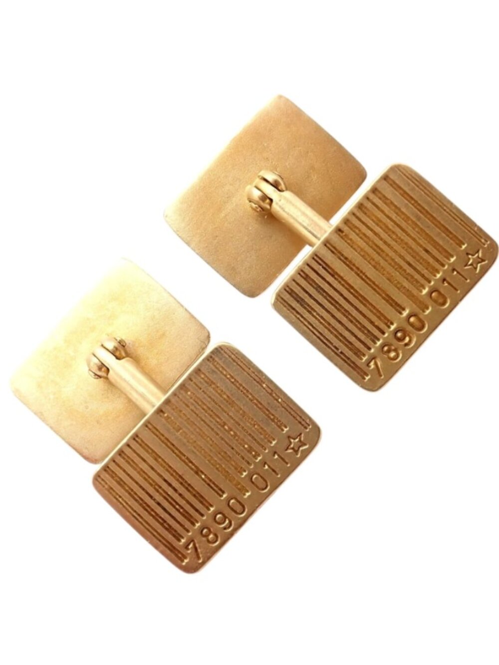 Rare! H. Stern 18k Yellow Gold UPC Bar Code Cufflinks